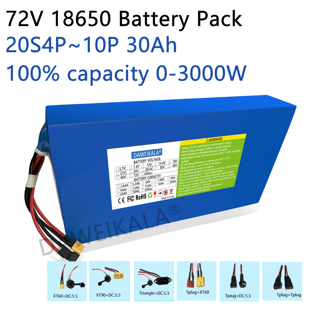 72V 5000W Electric Motorcycle - Paket Baterai 72V 12Ah-30Ah 18650 Baru